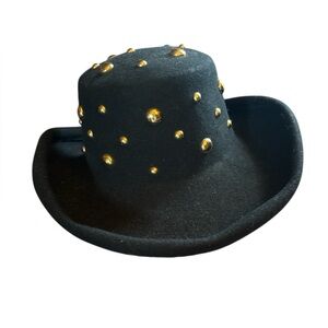 Vintage Bollman Doeskin felt fedora western style Hat with Gold Studs 100% wool
